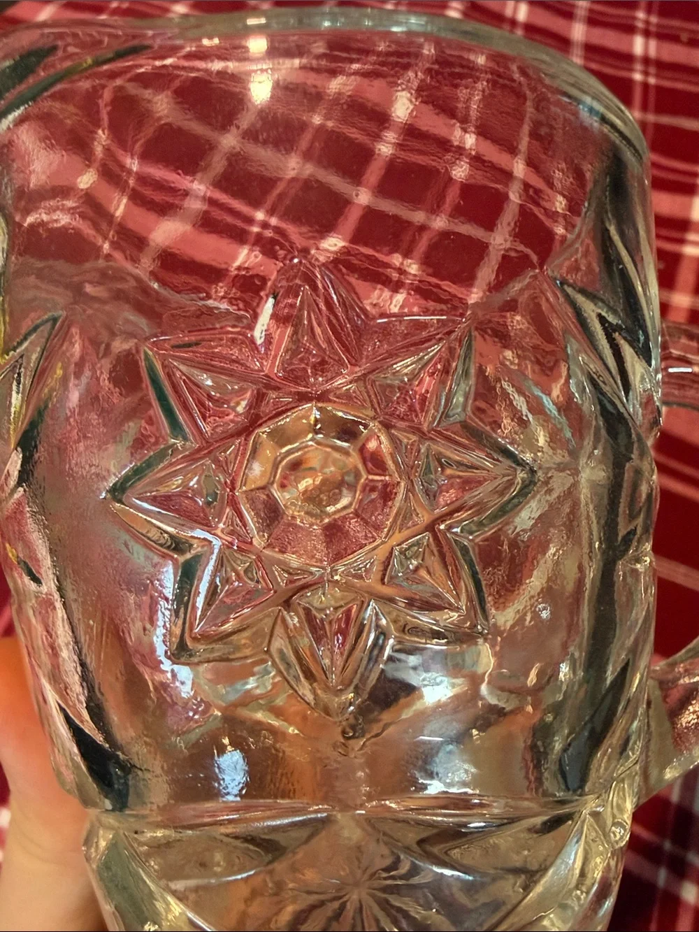 Vtg Anchor Hocking Star of David Glass Creamer Pitcher